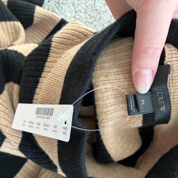 NWT J. Crew Black and Tan Striped Turtle-Neck Sweater Dress - Picture 5 of 9